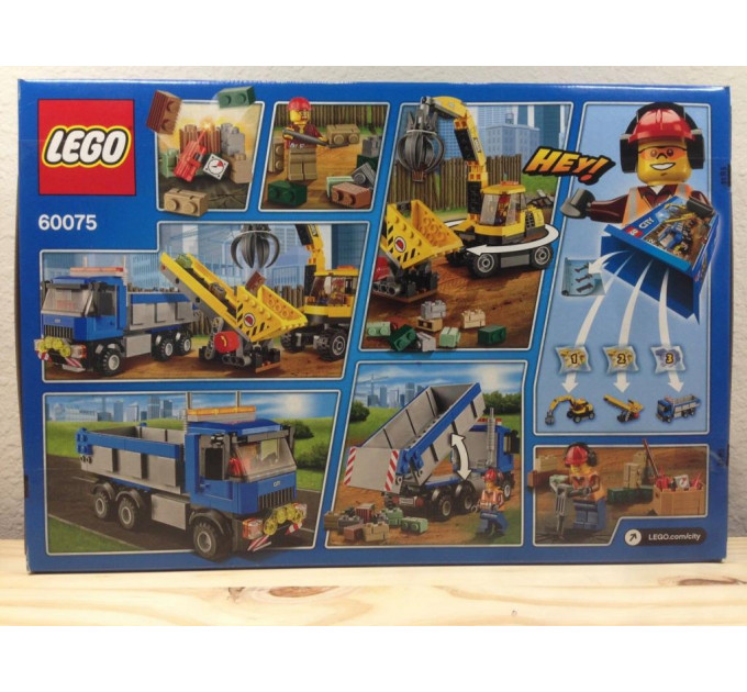 Конструктор Lego Экскаватор и грузовик LEGO City 60075, оригинал, новый